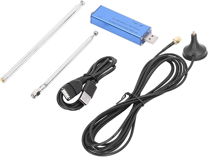 25-1760MHz Receiver Kit SDR Radio USB Dongle Receiver with Antenna and Socket for Scanner