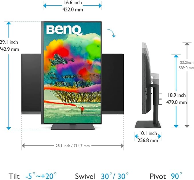 BenQ PD3205U Mac-Ready Monitor 32 4K UHD 99% Rec.709 &amp sRGB IPS DeltaE ≤3 ICC Sync Calibration Report AQCOLOR Uniformity HotKey Puck Ergonomic DisplayPort USB-C (90W) USB Hub