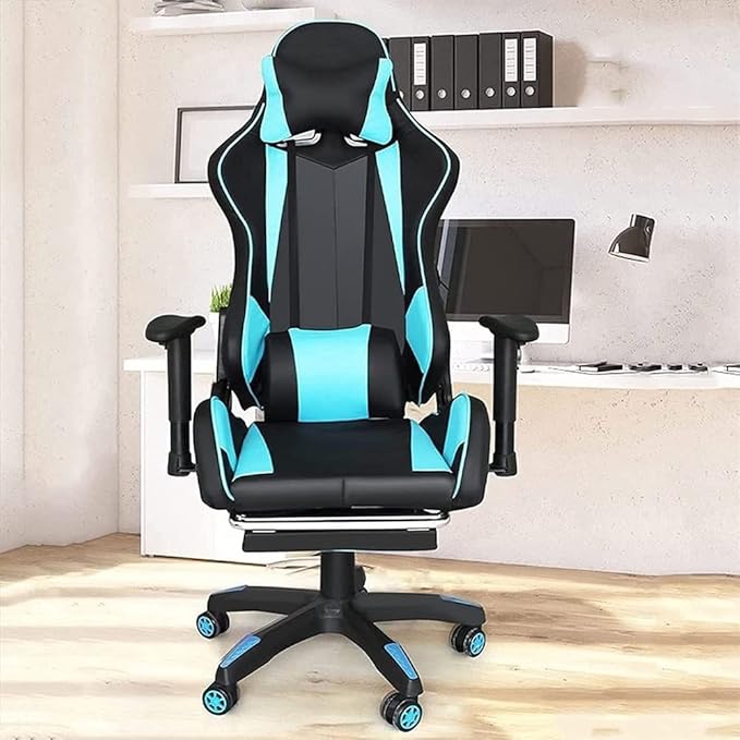 HOTRA Ergonomic Gaming Chair with Footrest Office Chair with Headrest Lumbar Support High Back Video Game Chair Adjustable Swivel PC Chair (Color : White)