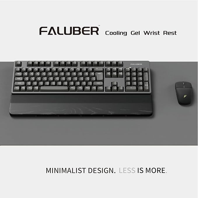 Faluber Wooden Wrist Rest Black Lacquered 17.3-inch Length and 20mm Thickness for Fullsize Keyboard Ergonomic Palm Rest for Mechanical Keyboard Stain Resistant (Fullsize-440mm Black Lacquered)