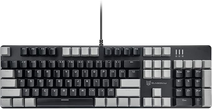 104 Keys Full Size Mechanical PC Gaming Keyboard | Hot Swappable LED Backlit Light Up Wired Mechanical Computer Keyboards | Brown Switch US Layout Black &amp Grey Keycaps Keyboard for Gaming