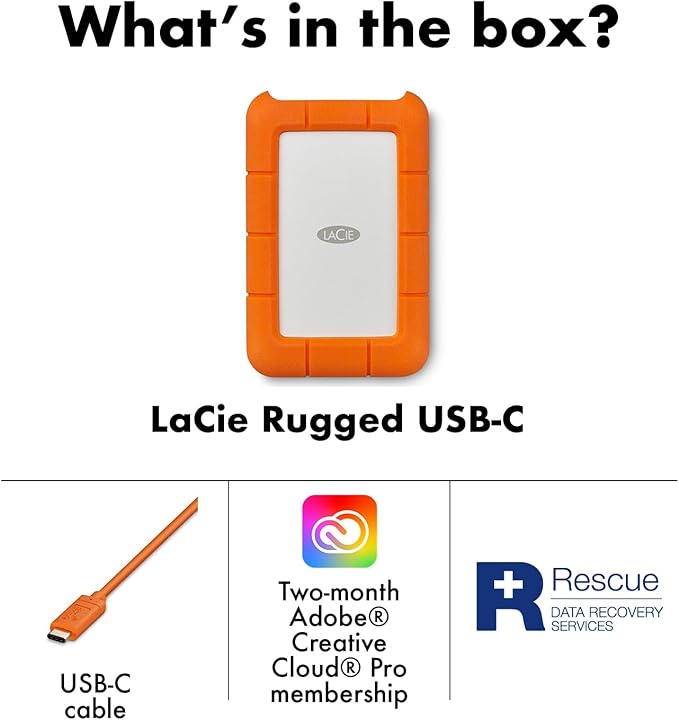 LaCie Rugged 5TB Portable External HDD - USB 3.0/2.0 Compatible Shock/Dust/Rain Resistant for Mac &amp PC Orange Grey
