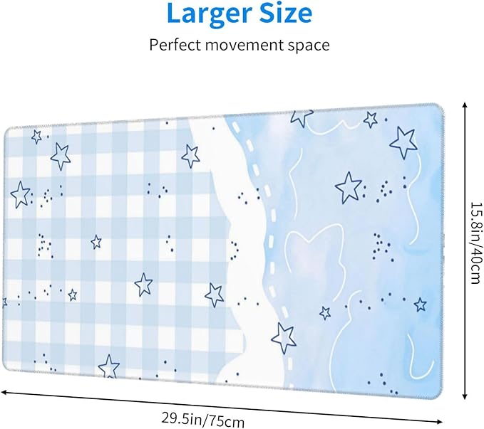 White Checkered Desk Cover MatExtended Large Mouse PadComputer Laptop Mat Desk Decor for Office Game Home 30x16 Inch