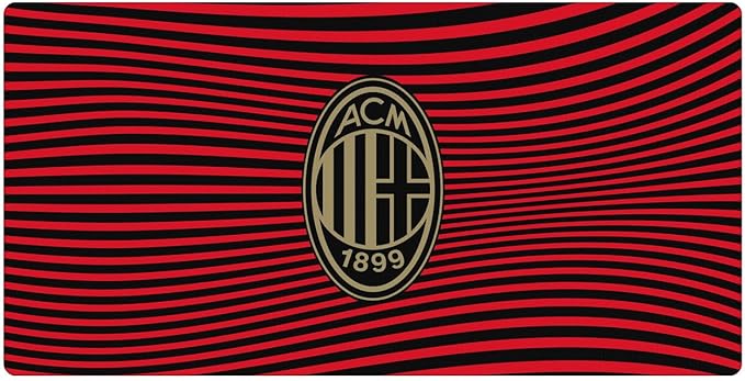 Head Case Designs Officially Licensed AC Milan Red Stripes Crest Logo 23.62 x 11.81 x 0.12 inches (600 x 300 mm) - L Gaming Office Desk PC Keyboard Mouse Mat Pad