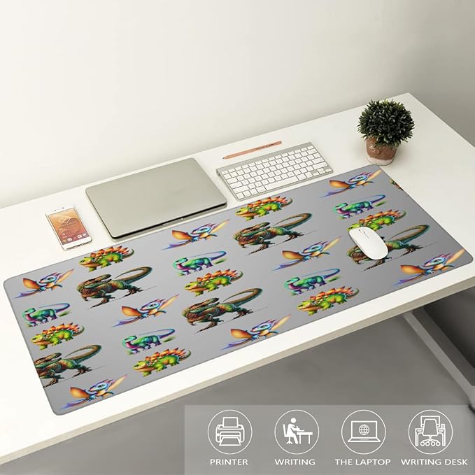 Cartoon Animal Dinosaur Large Mouse Pad Gaming Mousepad Desk Mat for Desktop Computer Keyboard Waterproof Mouse Mat Desk Pad with Non-Slip Base for Game School Office Home 35.4 x 15.7