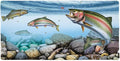Trout Fishing Large Gaming Mouse Pad Desk Mat with Stitched Edges Non-Slip Base for Gamer Home and Office 31.5 x 15.7