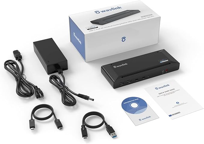WAVLINK Universal USB C Laptop Docking Station Dual Monitors 5K/4K@60Hz with 65W Host Charging for Thunderbolt 4/3 USB-C Windows Mac M1-M5/Macbook Neo Chrome (2HDMI+2DP) 6USB 3.0 1Gbps Ethernet