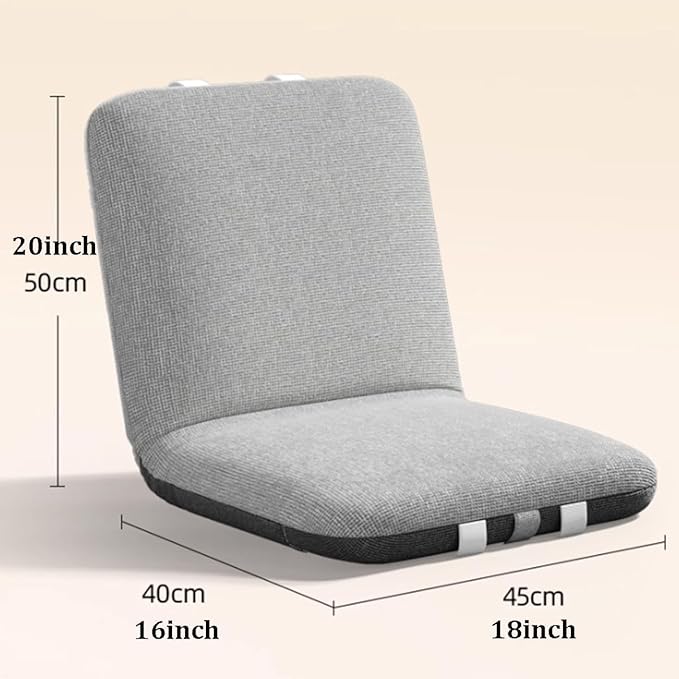 ELEFOCUS Folding Floor Chair Gray with 5 Position Adjustable Foldable Meditation Lazy Sofa for Living Room Bedroom(Gray B)