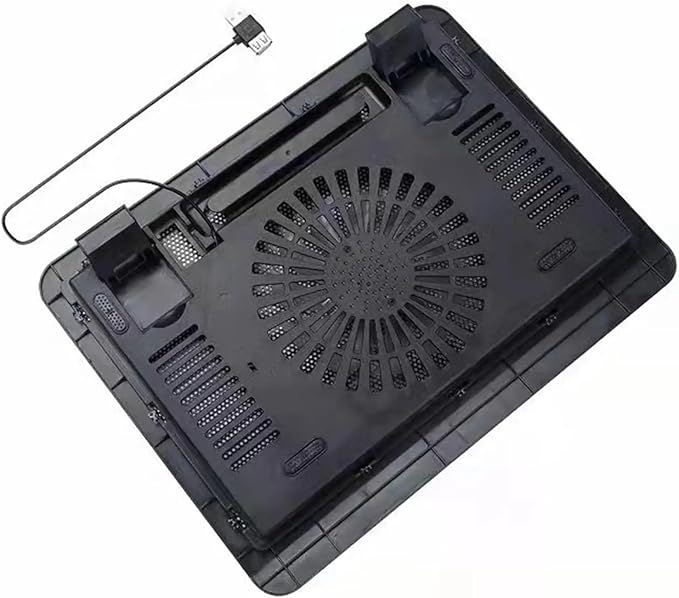 1Pc Laptop Fan Cooling Pad with Big Fans Portable Laptop Cooling Fan with 2 in 1 USB Port Blue LED Light Adjustable Stand Pad(with 4 Fans)