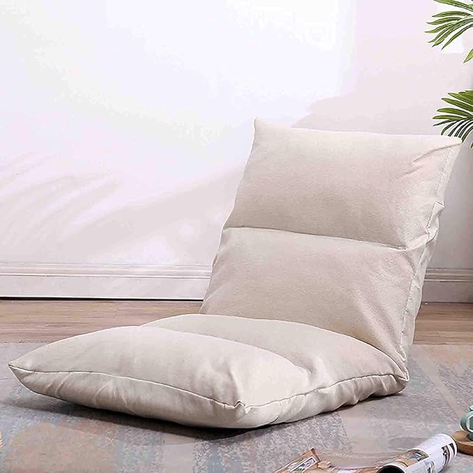 Floor Gaming Chair Fold Up Balcony Chair Tatami Mat Window Seat Cushion Back Support Chair Ergonomic Cushions for Bed (Color : White)