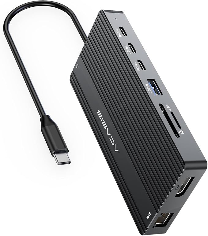 USB C Docking Station Dual Monitor 14 in 1 USB C Hub Adapter with 2 HDMI+DP(4K60Hz) Ethernet 3 USBC 10G100W PD SD/TF Audio Laptop Docking Station for Dell/HP/Lenovo/ThinkPad/Surface (Black)