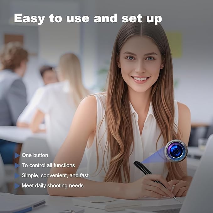 Mini Camera Pen 1080P HD Security Camera 64GB Storage 150 Mins Use USB Charging Pocket Cam 5 Refills