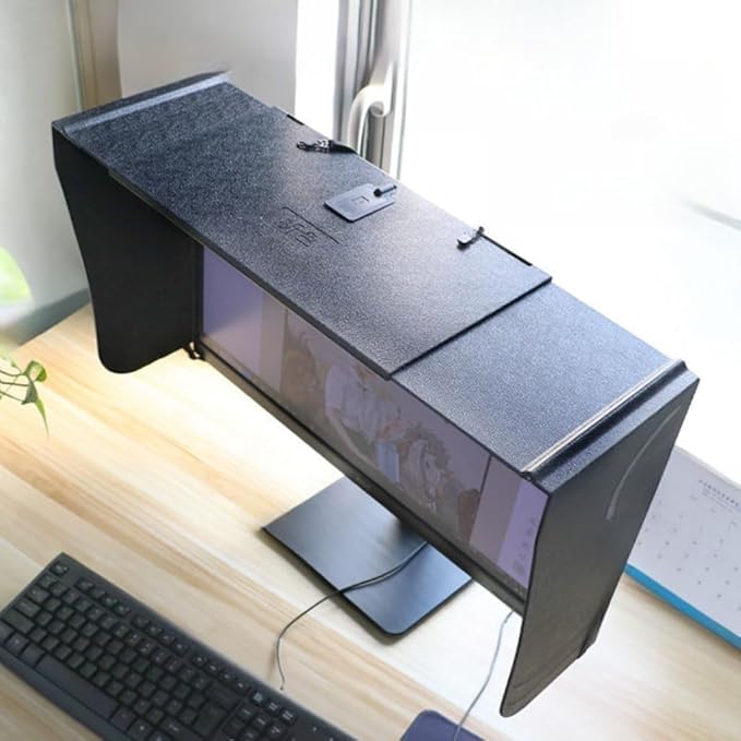 17–27 Inch Foldable Adjustable Monitor Hood | Privacy Sunshade (Fits 16.15–27.95in W/41–71cm ≤14.17in H/≤36cm) | Not for Curved Monitors
