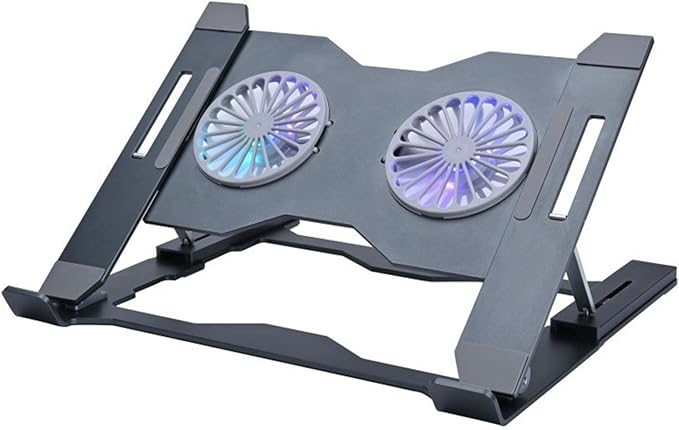 Laptop Cooling Pad with 8 Levels Height Adjustment Aluminum Ventilated Stand with LED Ambiances