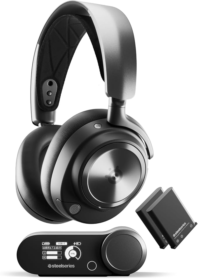 SteelSeries Arctis Nova Pro Wireless Multi-System Gaming Headset - Premium Hi-Fi Drivers - Active Noise Cancellation - Infinity Power System - ClearCast Gen 2 Mic - PC PS5 PS4 Switch Mobile