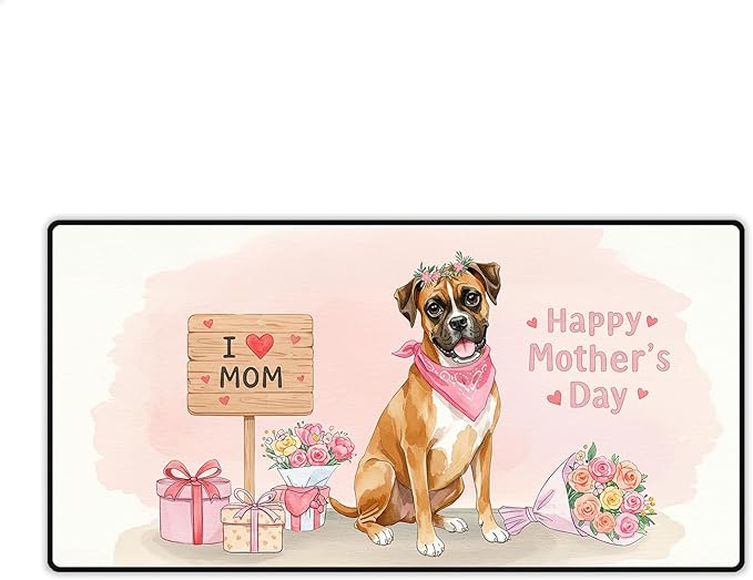 Happy Mother's Day Boxer Love Dog Mom Heart Flower Desk Mat Full Keyboard Mouse Pad Boxers Dog Lover Gifts Idea Large Mousepad 12004