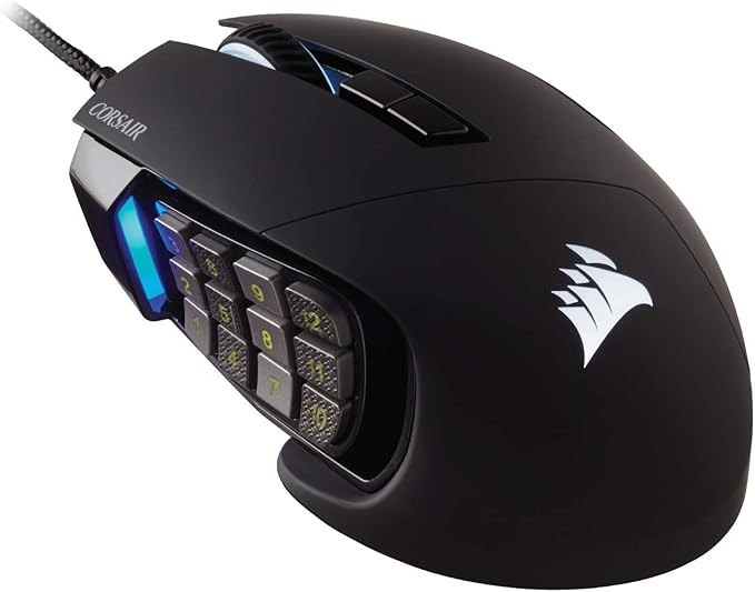 Corsair Scimitar RGB Elite Wired MOBA/MMO Gaming Mouse – 18000 DPI – 17 Programmable Buttons – iCUE Compatible – PC Mac PS5 PS4 Xbox – Black