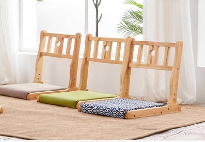 BTZHY Floor Chair Floor Chair Tatami Meditation Yoga Chair Foldable Indoor Outdoor Chair with Backrest Rubber Wood Legless Back Chair(O)