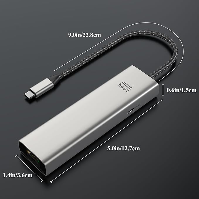 Minthouz 6-in-1 USB C Hub 4K@60Hz HDMI 100W PD Charging 5Gbps USB-C/A Ports 1000Mbps Ethernet Compatible with MacBook Neo M1/M2/M3 Surface HP Lenovo Laptops