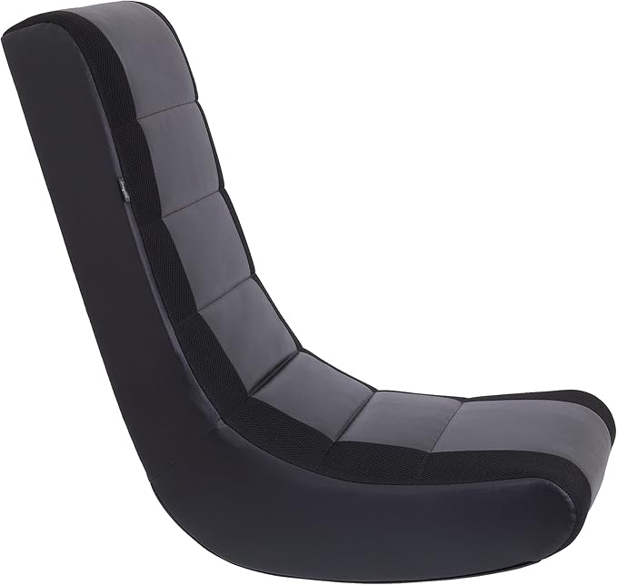 The Crew Furniture Classic Video Rocker Gaming Chair for Kids and Teens PU Faux Leather &amp Polyester Mesh Black/Black
