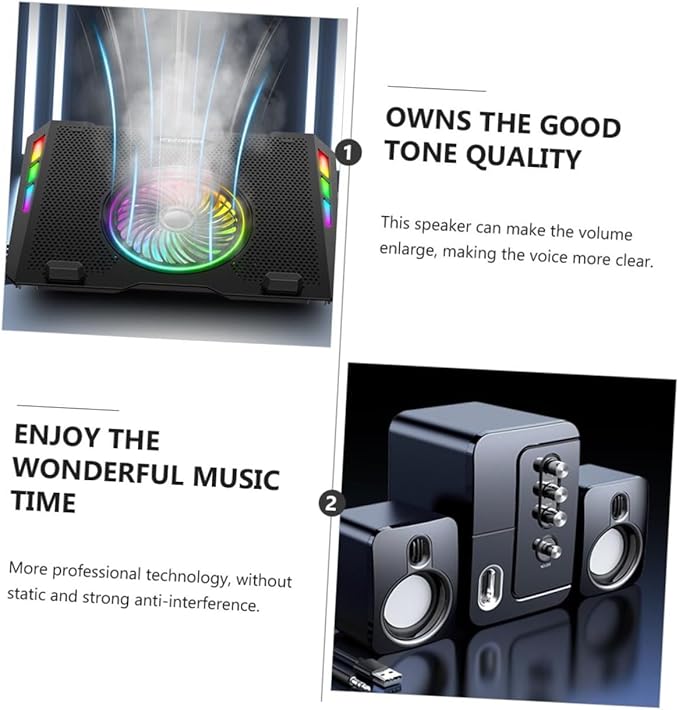 Vaguelly USB Portable Computer Speakers for Laptop and Desktop Compact Wired Stereo Speaker with 3D Surround Sound and Deep Bass for Home and Office Use