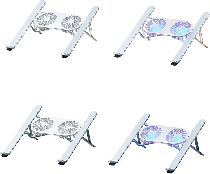 Adjustable Aluminum Laptop Stand with Cooling Fan for 13-21in Laptop Notebook Cooling Support Effective Heat Dissipation