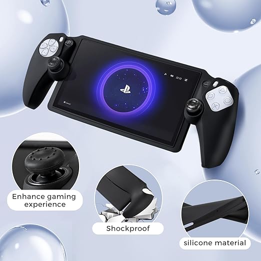 CoBak Hard Carrying Shell Case for PlayStation Portal Remote Player - with 2 Screen Protector 1 Grip Case 4 Thumb Grip Caps Hard Outer Cover for PS5 Portal Black
