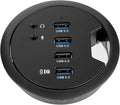 WDX Desk-Fit (Diameter 3.14 or 80MM) 4 Port USB 3.0 Hub with 3.5mm Audio Mic Phone Jack/BC 1.2 USB Charger 5V/2A Power Adapter for iPhone/Smart Phones(usb3.0 4 Port)(AC Power Supply Included)
