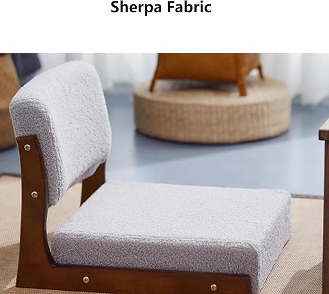 BTZHY Floor Chair Solid Wood Tatami Chair Back Stool Dormitory Bed Chair Window Seat Floor Room Chair Legless Chair(F)