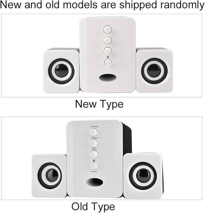 Computer Speaker Mini USB 2.1 Wired Combination Speaker Bass Music Player Subwoofer for Phone Laptop PC for Home Office (Black and White)