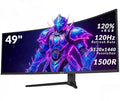 ZZA 49 Curved Gaming Monitor | 49 Inch Screen 5120x1440 Dual QHD 120Hz 1500R 32:9 Ultra-Wide AMD FreeSync 120% sRGB Height Adjustable HDMI 2.1 &amp DisplayPort VESA Mount