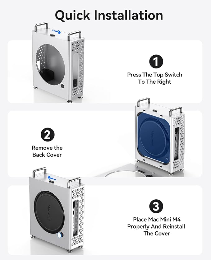 ORICO MiniPro Aluminum Stand for Mac mini M4/M4 Pro Vertical Mount Holder Case Durable Mini PC Accessories for Mac mini M4 (MS10)