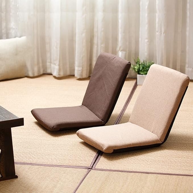 Floor Chair Floor ChairHome Folding Padded Gaming Chair Adjustable Backrest Meditation Chair Floor Seating with Metal Zipper for Bedroom Balcony Colour (Color : Green) Brown
