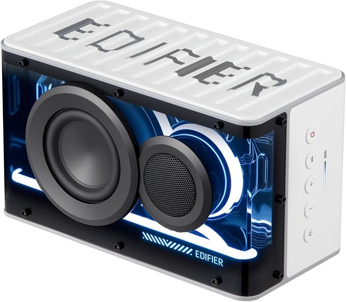 Edifier QD25 Bluetooth Speaker | Portable Desktop Audio 25W (RMS) Dynamic Sound Hi-Res Audio Splendid Light Effects 15H Playtime Bluetooth 6.0 Wireless Stereo Pairing White (Renewed)