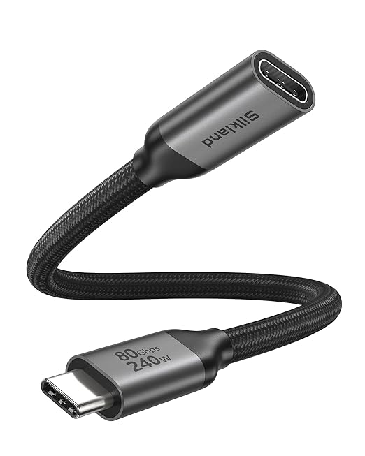 Silkland 80Gbps USB 4 Extension Cable for Thunderbolt 5/4 [240W Charging 8K 60Hz] USB C Extender 1.6ft 4K@540Hz Type C Male to Female Adapter Compatible for USBC Hub iPhone 17/16 iPad MacBook