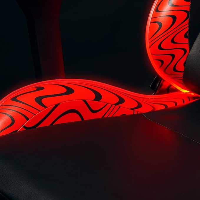 Clutch Chairz Throttle Series Pewdiepie Edition LED Gaming Chair - Premium Ergonomic Design Lumbar and Head Support Pillows - Black/Red