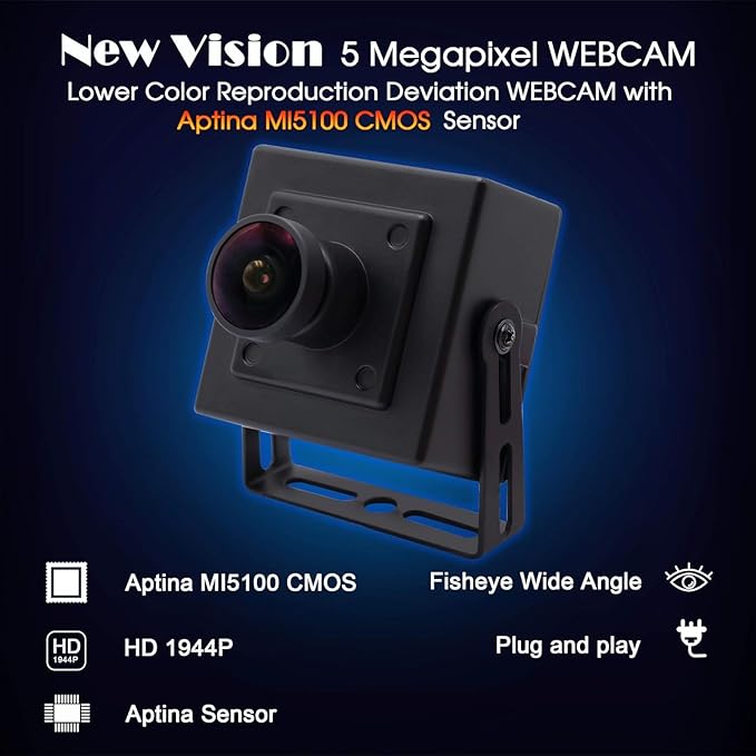 USB Camera 5 Megapixel 2592X1944 Webcamera with Aptina Sensor Webcam 180 Degree Fisheye Lens POE IP Camera High Difinition USB Webcam