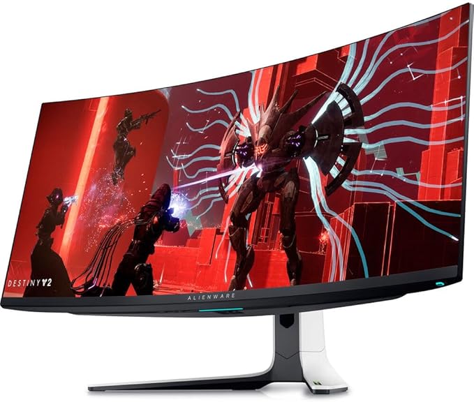 Dell Alienware AW3423DW 34.2″ QD-OLED 1440p HDR 175Hz Curved Gaming Monitor (Lunar Light) | G-SYNC Ultimate UltraWide Display + DisplayPort Cable + Headphone Extender + HDMI Cable + Cleaning Kit