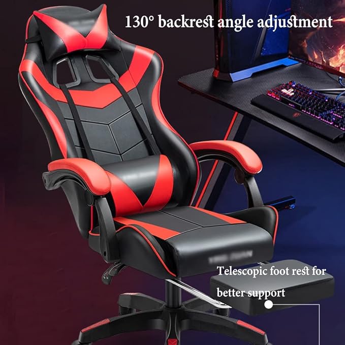 GIZNXBA Gaming Chair with Footrest Ergonomic Computer Chair Lumbar Support Backrest and Seat Height Adjustable Swivel Recliner Racing Office High-Back Game Chair (Color : /Blue A)