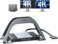 4URPC MacBook Pro Docking Station Dual Monitor 4K@60Hz with 100W Power Adapter USB C Docking Station Vertical Stand for MacBook Pro/Air with 2 HDMI USB 3.0 SD&ampmicroSD Ethernet Audio