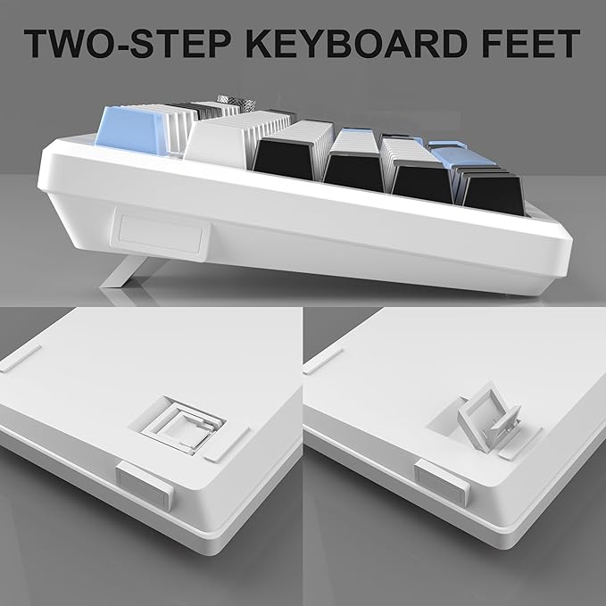 MageGee 75% Mechanical Gaming Keyboard Compact Blue Backlit Wired Gaming Keyboards with Brown Switches EVA Foam Knob Control STAR75 Portable NKRO PC Gaming Keyboard - White &amp Blue
