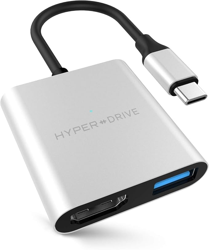 HyperDrive 4K HDMI 3-in-1 USB-C Hub for MacBook Chromebook - Silver