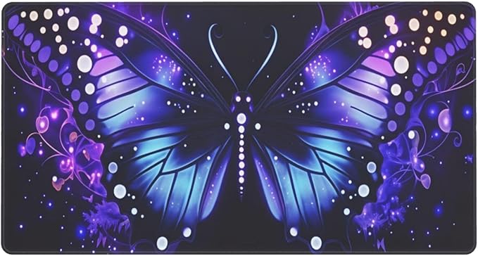 Purple Butterfly Desk Cover MatExtended Large Mouse PadComputer Laptop Mat Desk Decor for Office Game Home 30x16 Inch