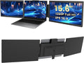 Azeyou 15.6 Triple Laptop Screen Extender 15.6” FHD 1080P IPS Laptop Screen Extender with Build-in Stand/Dual Speakers HDMI/USB-A/Type-C Plug for 14”-17” Laptops (Mac Wins Android)