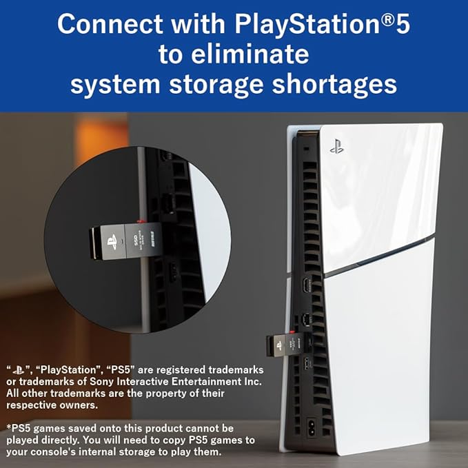 BUFFALO External SSD 2.0TB - Officially Licensed Product - Compatible with PS5 Consoles / PS4 Consoles - USB3.2 Gen2 Type A Compact Stick SSD-SAO2.0U3B