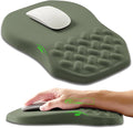 Ergonomic Slope Mouse Pad Wrist Support Wrist Rest Mousepad for Carpal Tunnel Pain Relief with Massage Bulge and Slow Rebound Memory Foam (12x8 inch Olive Green)