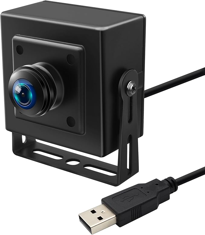 5MP USB Camera with 180 Degree Fisheye Lens 1080P 30FPS Webcam Aptina MI5100 Wide Angle Security Camera with Aluminum Case Mini Industrial Webcamera for Machine Vision Robotics
