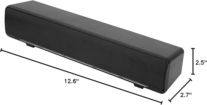 Computer Speakers Dolby Surround Computer Sound Bar for Desktop Player Bass Surround Sound Box Tv Bass Bar to Fit Any 3.5mm Input for Laptops PC Cellphones USB Wired Stereo Soundbar Music (Black)