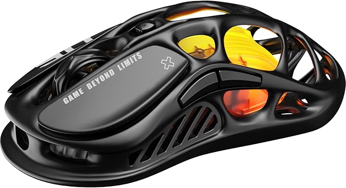 GravaStar Mercury M2 Wireless Gaming Mouse with 26000 DPI PAW3395DM Sensor -79g Lightweight Hollowed-Out Design -5 Programmable Buttons -5 Dynamic Lightsync RGB