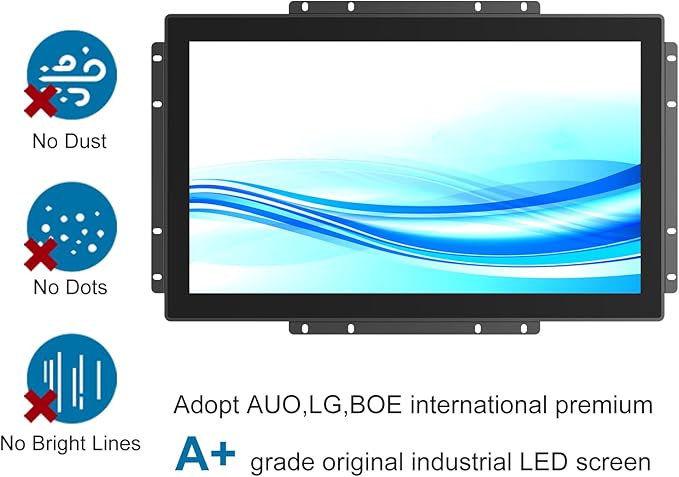 GreenTouch 21.5 Inch Open-Frame Touchscreen LCD Monitor -Android All in one Computer with RK3566 RAM 4G &amp ROM 32G - Capacitive PCAP -1920x1080-16:9-Black - Front IK08/IP65